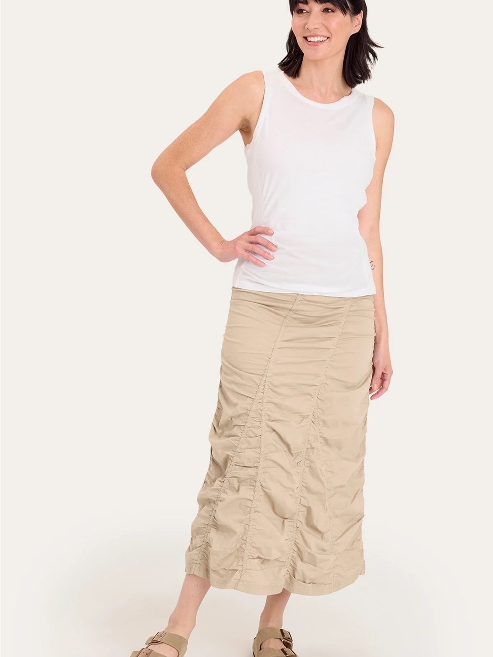 XCVI Gored Mustard Ruched Maxi Skirt - Picture 5 of 5